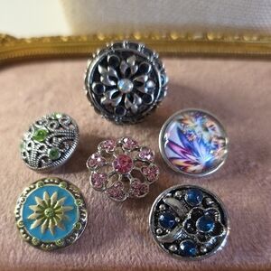 Vintage Silver Snap Ring and 6 Interchangable Snaps